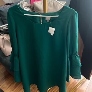 A new day dress medium, layered bell sleeves. Green. EUC